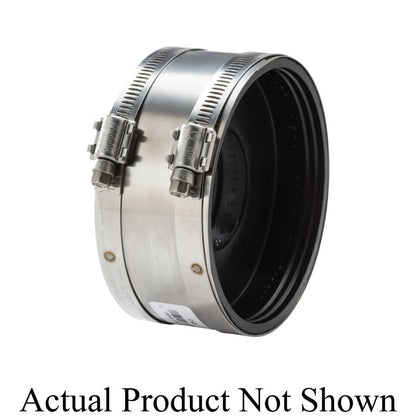 Transition Coupling, 4 x 2 in, Cast Iron/Plastic x Cast Iron/Plastic, Rubber
