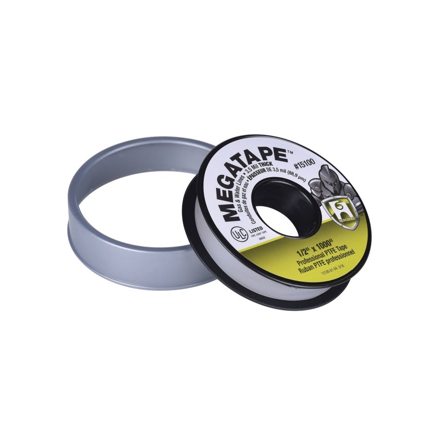 High Density Teflon Tape, 1/2 in W, 1000 in L, Gray