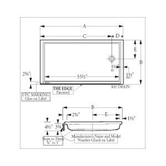 Shower Tray/Base, Fiberglass, White