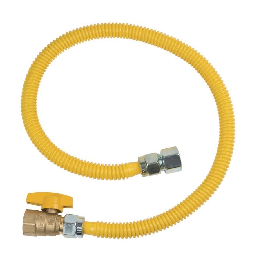 Gas Flex with Ball Valve, 1/2 in ID, 3/4 in, FNPT, 36 in L