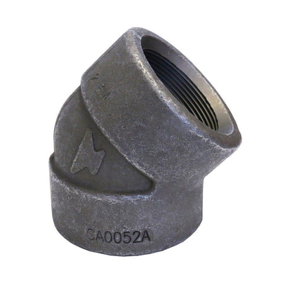 45 deg Elbow, 1-1/2 in, FNPT, SCH 80/XH, Forged Steel, 3000 lb