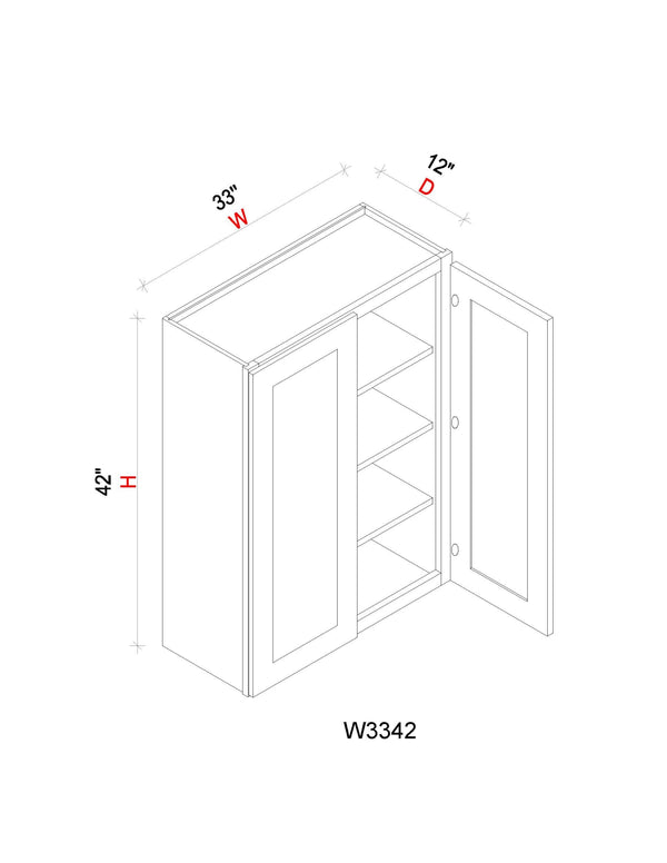 Wall Cabinet - 33"W x 42"H x 12"D