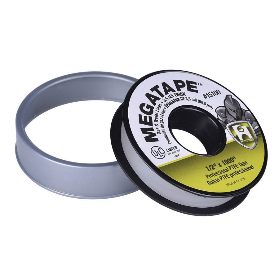 High Density Teflon Tape, 1/2 in W, 1000 in L, Gray