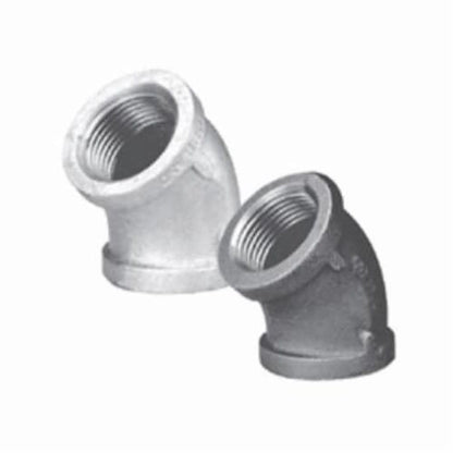 45 deg Elbow, 3/8 in, FNPT, 150 lb, Malleable Iron, Black