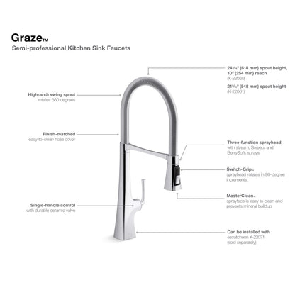 Graze 1.5 GPM Single Hole Pre-rinse Kitchen Faucet