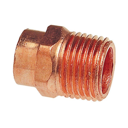 Male Adapter, 1/2 x 3/4 in, C x MNPT, Cleaned & Bagged Copper