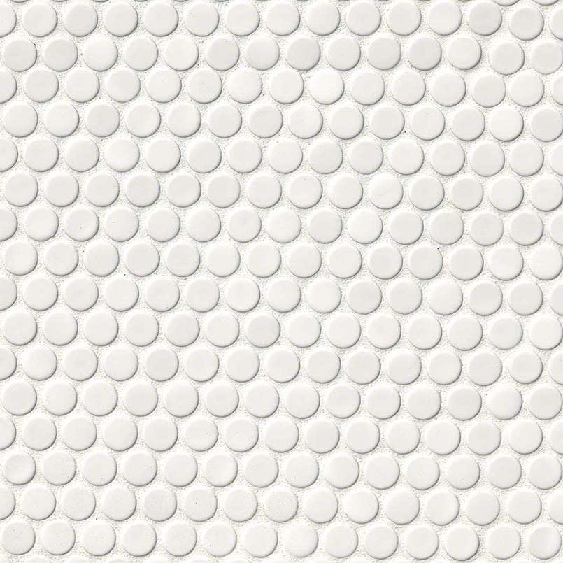 White Glossy Penny Round Mosaic