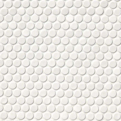 White Glossy Penny Round Mosaic