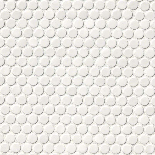 White Glossy Penny Round Mosaic