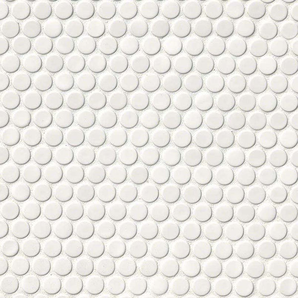 White Glossy Penny Round Mosaic