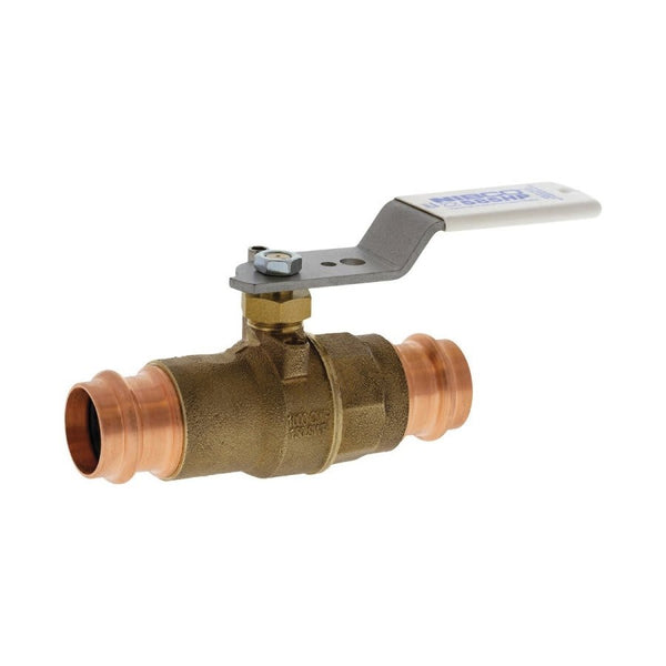 2-Piece Ball Valve, 1-1/2 in, Press, Full Port, Stainless Steel Ball, Bronze