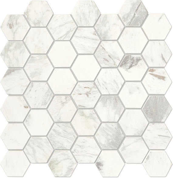 Raine Stratus White Hexagon 2X2 Honed