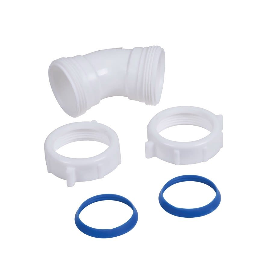 45 deg Tubular Elbow, 1-1/2 in, White