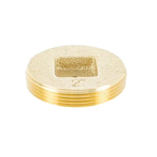 Countersunk Square Tapped Cleanout Plug, 2 in, 1/4-20, Brass