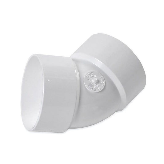 45 Deg Elbow 4 in Hub Type I PVC White