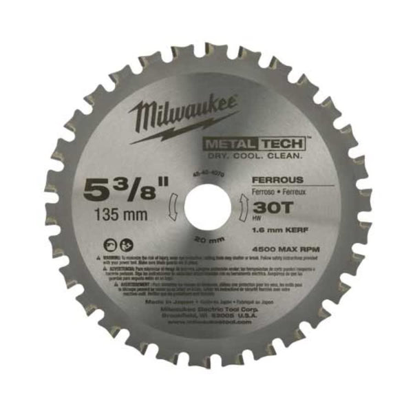 Thin Kerf Circular Saw Blade, 5-3/8 in Dia x 0.05 in THK, 20 mm Arbor, Alloy Steel Blade, 30 Teeth