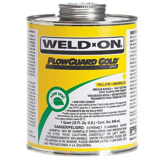 FlowGuard Gold®™ Medium Body Cement, 1 qt, Yellow, For CPVC