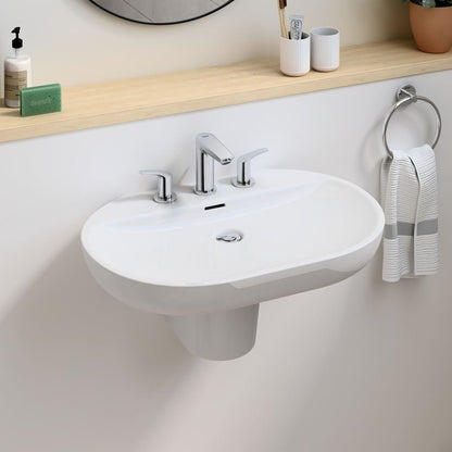 Essence Wall Mount Lavatory Sink, ADA, 27 x 18 x 4 in, Fireclay, Alpine White