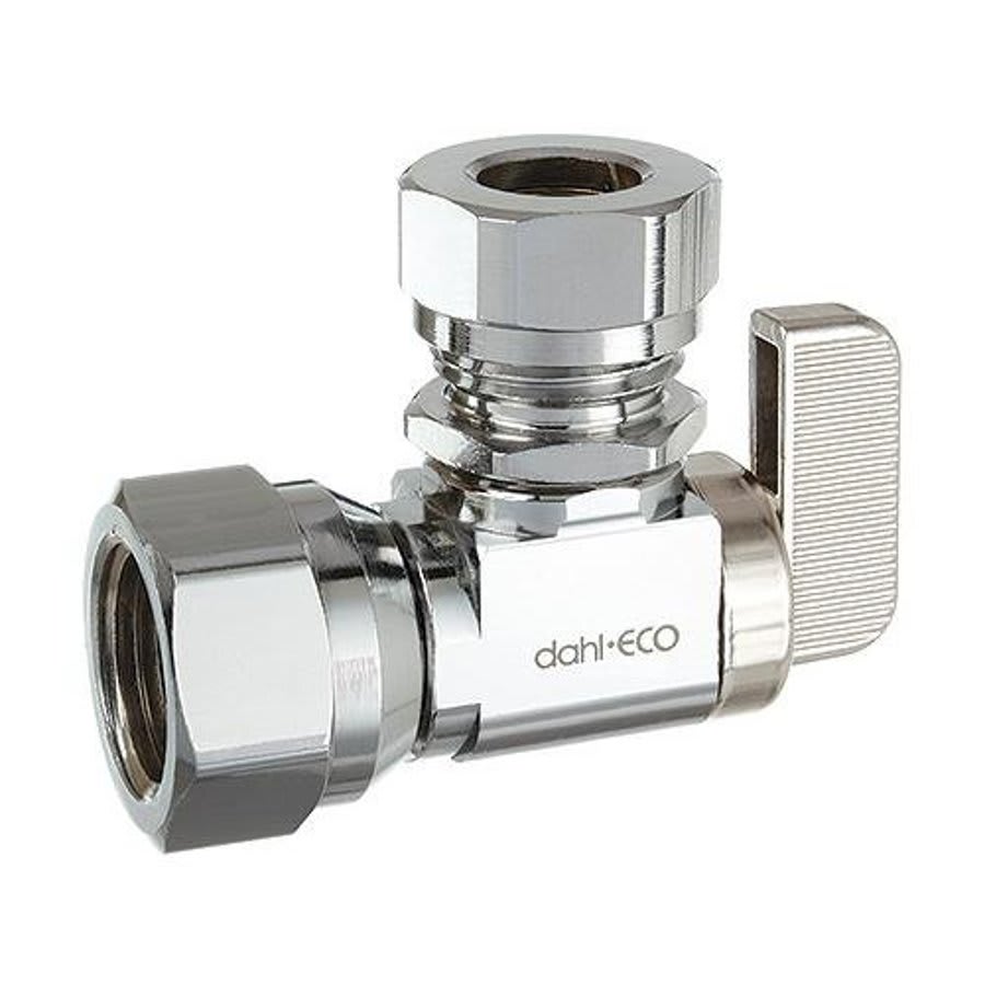 Quarter Turn Angle Stop, 1/2 in, FNPT x Comp, Polished Chrome