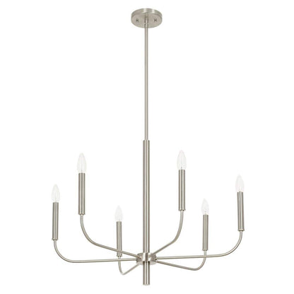 6-Light Brushed Nickel Classic Candlestick Chandelier