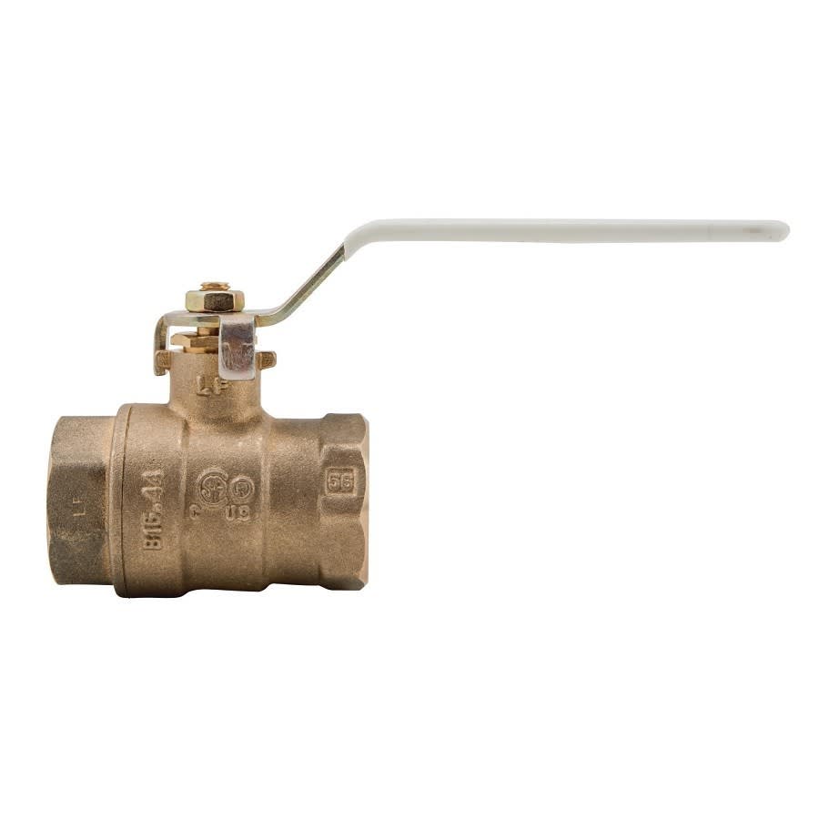 2-Piece Ball Valve, 2-1/2 in, FNPT, Full Port, Brass Ball, Brass