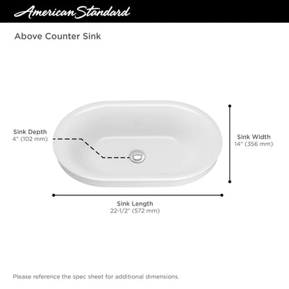 Studio S 22-1/2" Oval Vitreous China Vessel Bathroom Sink with Overflow