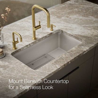 Cairn 33-1/2" Undermount Single Bowl Neoroc Granite Composite Kitchen Sink with Bottom Sink Rack