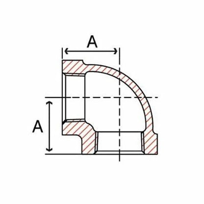 90 deg Elbow, 1-1/4 in, FNPT, 300 lb, Malleable Iron, Black