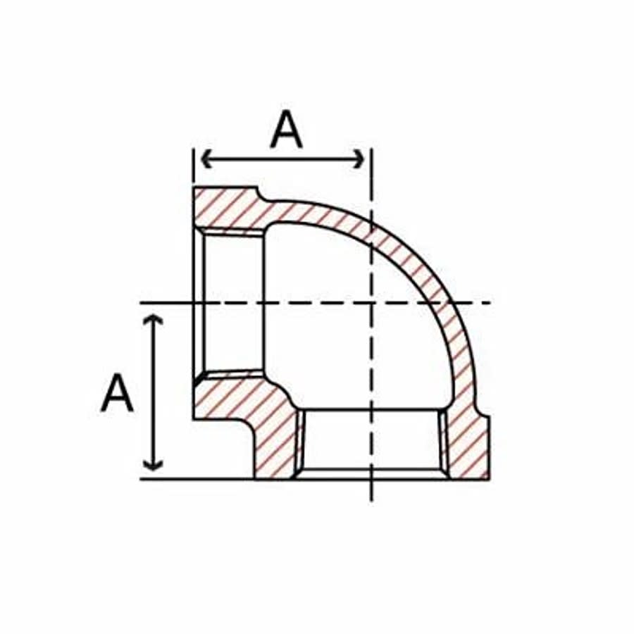 90 deg Elbow, 1 in, FNPT, 300 lb, Malleable Iron, Black