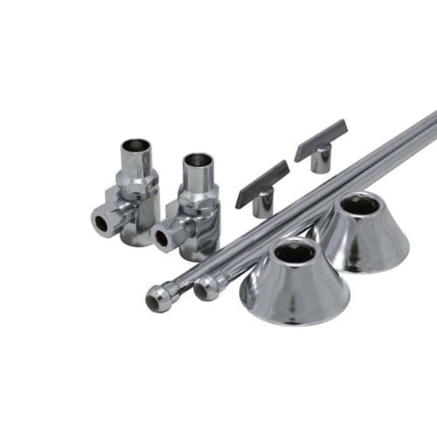 1/2" x 3/8" Straight Supply Stop Kit with Risers, Flanges and Loose Key