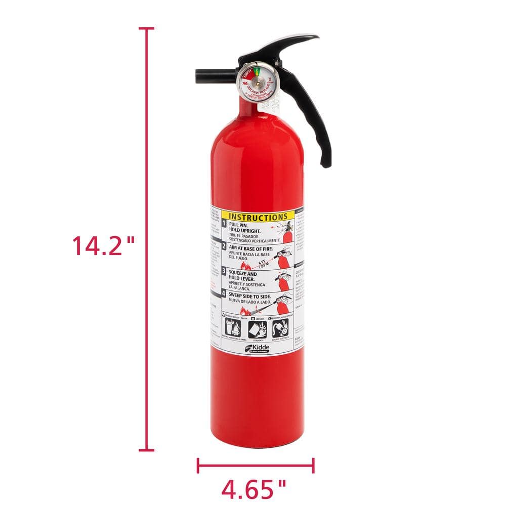 Basic Use Fire Extinguisher with Easy Mount Bracket & Strap, 1-A:10-B:C, Dry Chemical, One-Time Use, 2-Pack