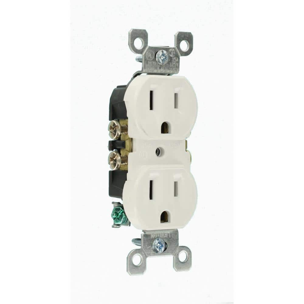 15 Amp Residential Grade Grounding Duplex Outlet, White (10-Pack)