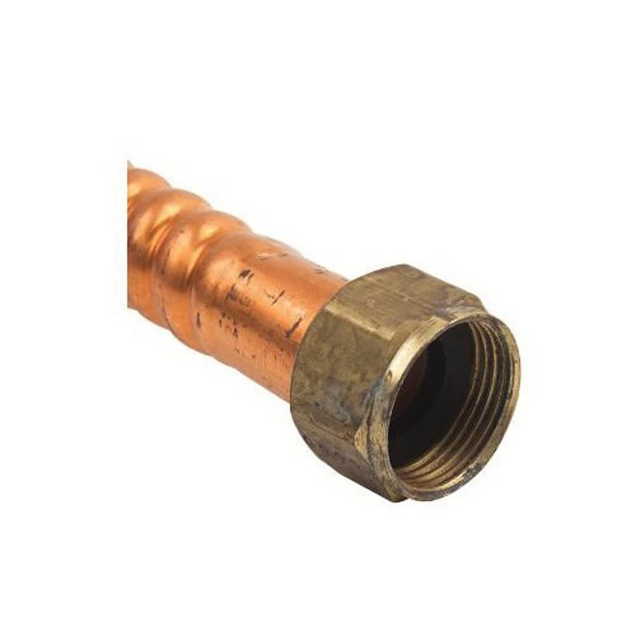 Corrugated Water Heater Flex, 3/4 in, FNPT, 18 in L, Copper