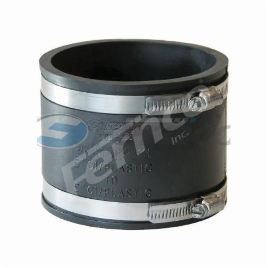 Transition Coupling, 5 in, Cast Iron/Plastic x Cast Iron/Plastic, Flexible PVC