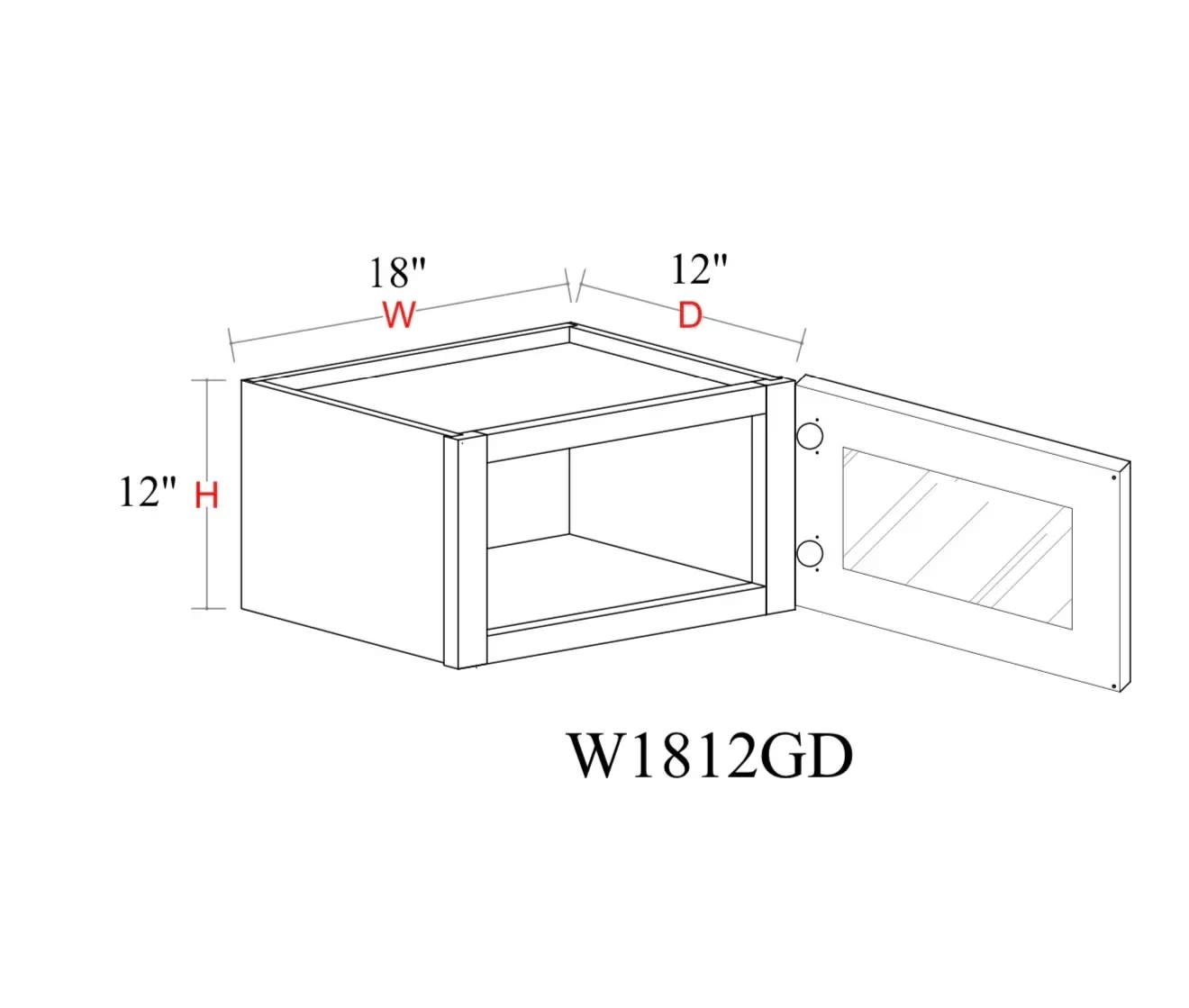 Wall Cabinet - 18"W x 12"H x 12"D Glass Door Only