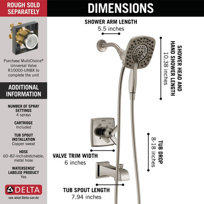 Ashlyn Monitor 17 Series Dual Function Pressure Balanced Tub and Shower with In2ition and Integrated Volume Control - Less Rough-In Valve