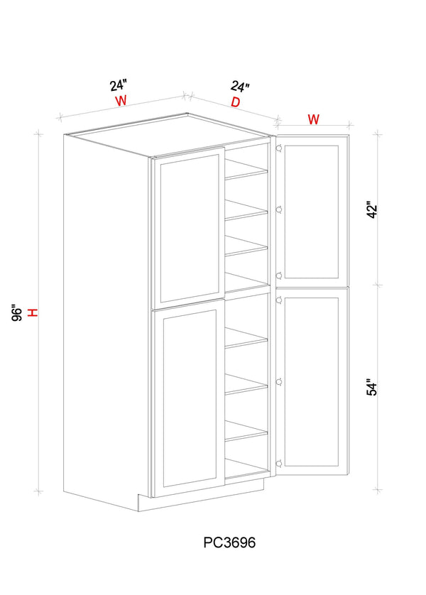 Pantry Cabinet - 36"W x 96"H x 24"D - 2D