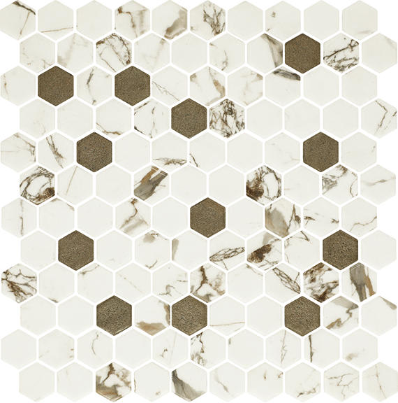 Uptown Glass Posh Bronze Hexagon 1X1 Mixed