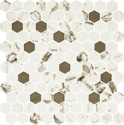 Uptown Glass Posh Bronze Hexagon 1X1 Mixed