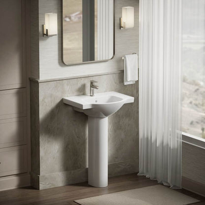 Veer 24" Pedestal Bathroom Sink Only with One Hole Drilled and Overflow