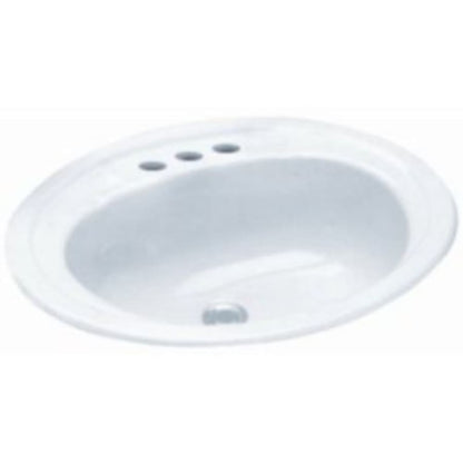 Rockaway 20-1/2" Oval Vitreous China Drop In Bathroom Sink with Overflow and 3 Faucet Holes at 4" Centers