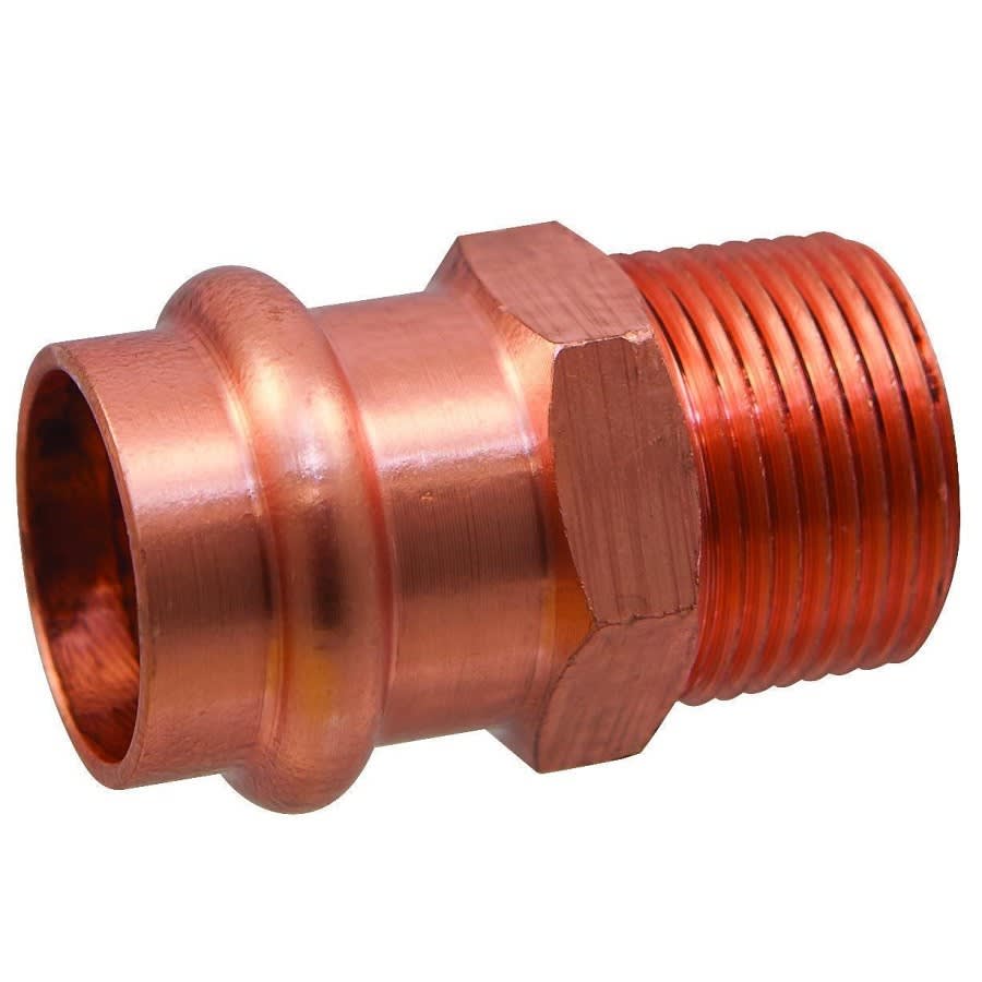 Male Adapter, 1/2 x 3/8 in, Press x MNPT, Copper
