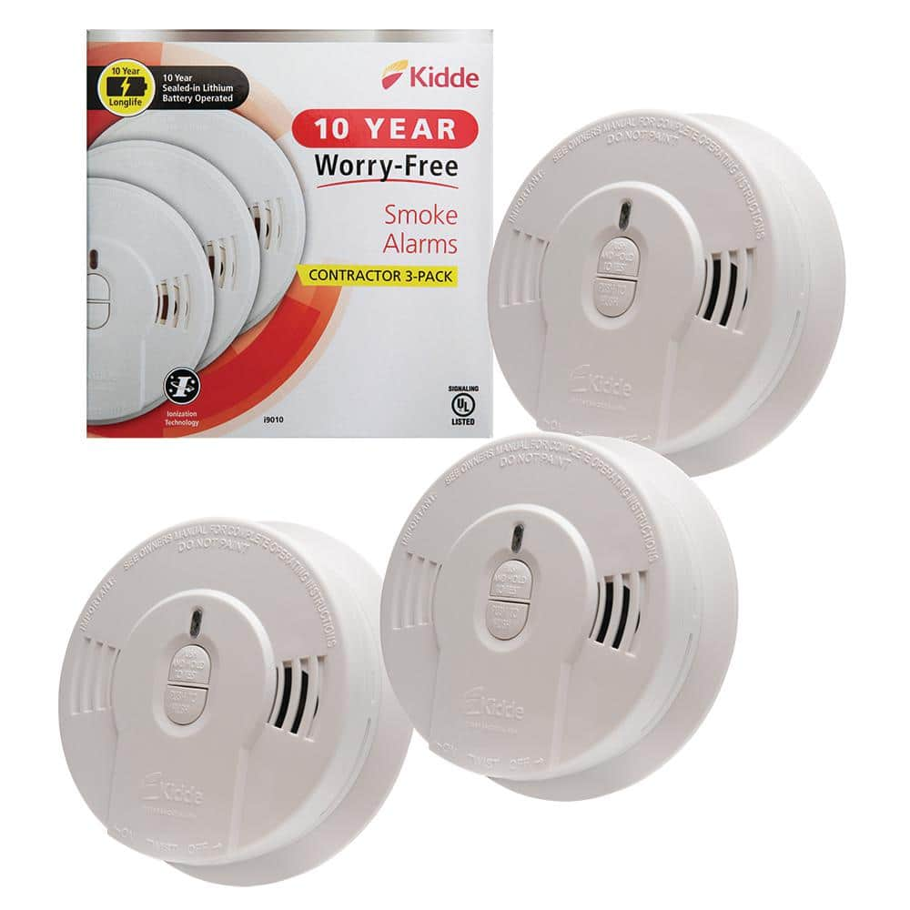 10 Year Worry-Free Smoke Detector, Lithium Battery Powered, Smoke Alarm, 3-Pack