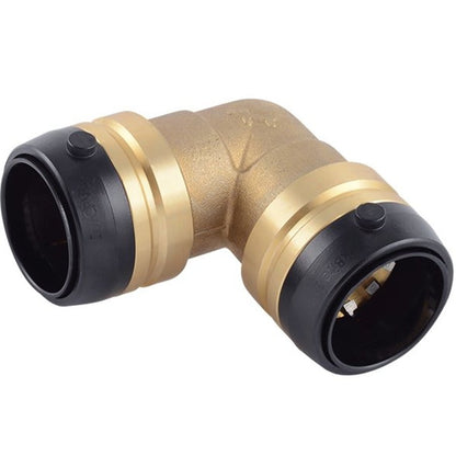 90 deg Elbow, 1-1/4 in, Push, Brass