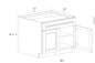 Base Cabinet - 33"W x 34- 1/2"H x 24"D
