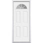 32 in. x 80 in. Premium Fan Lite Right-Hand Inswing Primed Steel Prehung Front Exterior Door with Brickmold