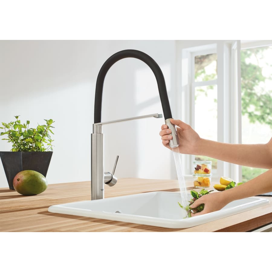 Pre-Rinse Spray Kitchen Faucet with Locking Push Button Control