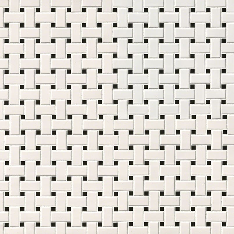 White And Black Matte Basket Weave Mosaic