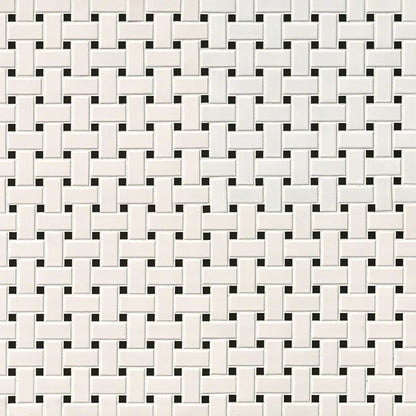 White And Black Matte Basket Weave Mosaic