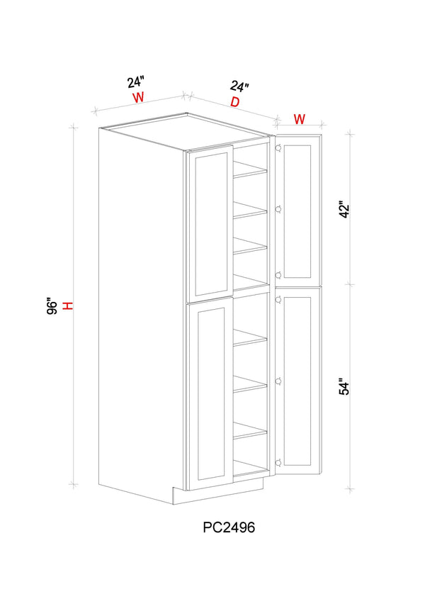 Pantry Cabinet - 24"W x 96"H x 24"D - 2D